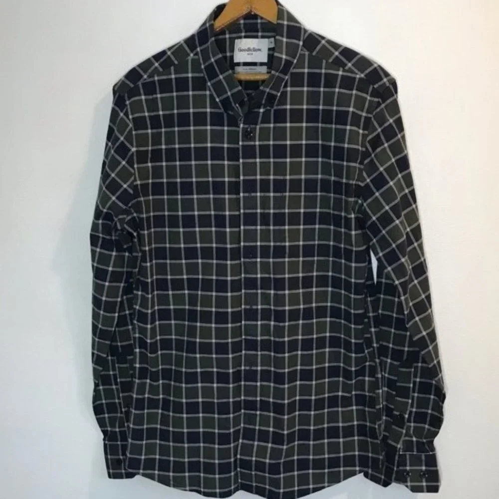 Goodfellow & Co Men's Button Up Shirt Slim Fit Plaid Long Sleeve New With Tags - Picture 3 of 6